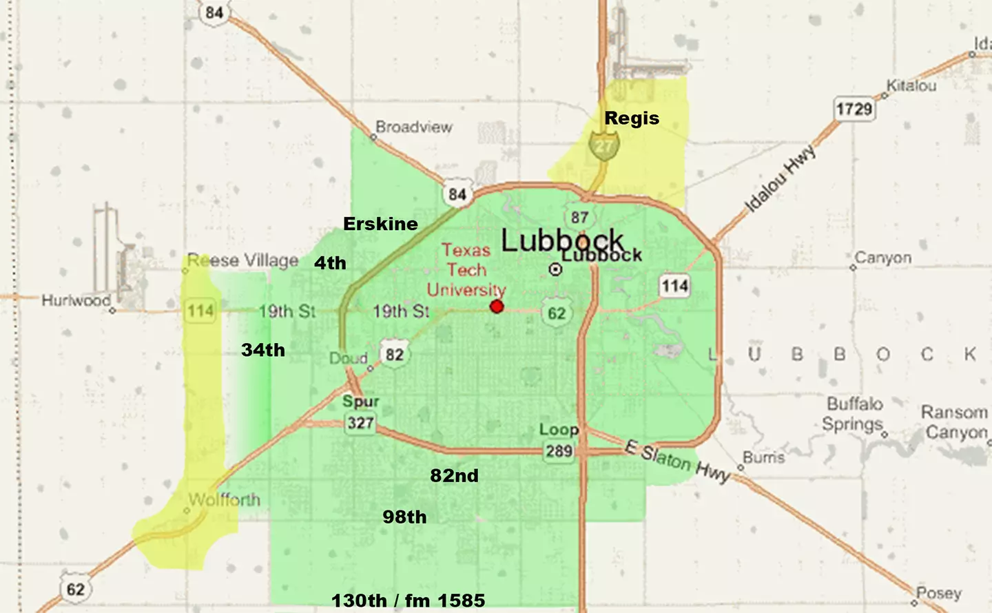 Lubbock Texas Service Area